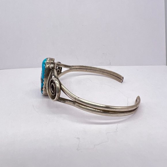 Vintage Navajo Cuff Bracelet by Monroe Ashley Sterling Silver Turquoise Signed - Picture 7 of 13